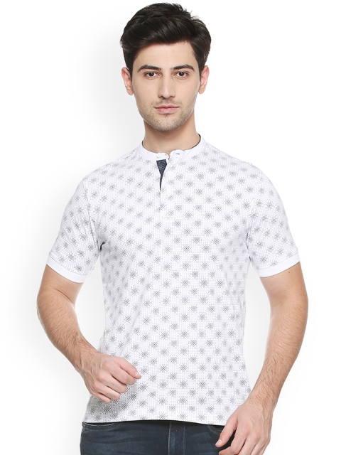

Van Heusen Sport Men White Printed Henley Neck T-shirt