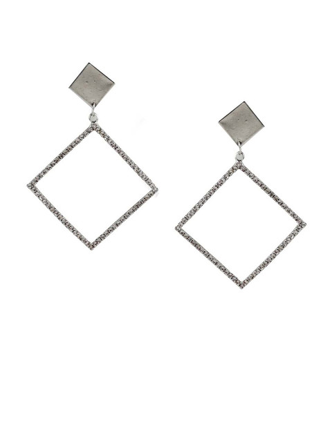 

Kazo Silver-Toned Diamond Shaped Drop Earrings