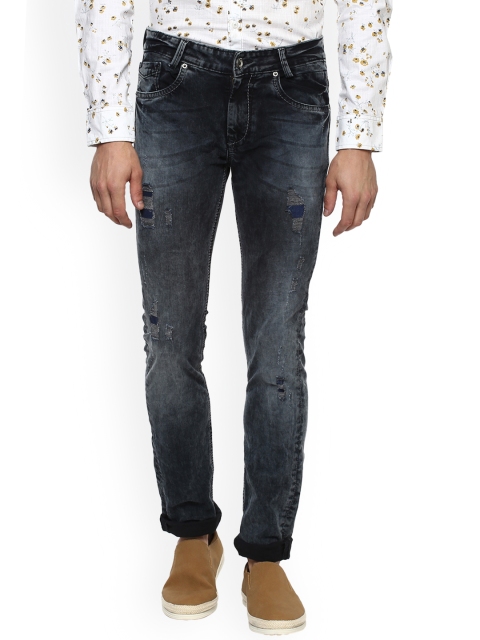 

Mufti Men Black Slim Fit Mid-Rise Mildly Distressed Stretchable Jeans