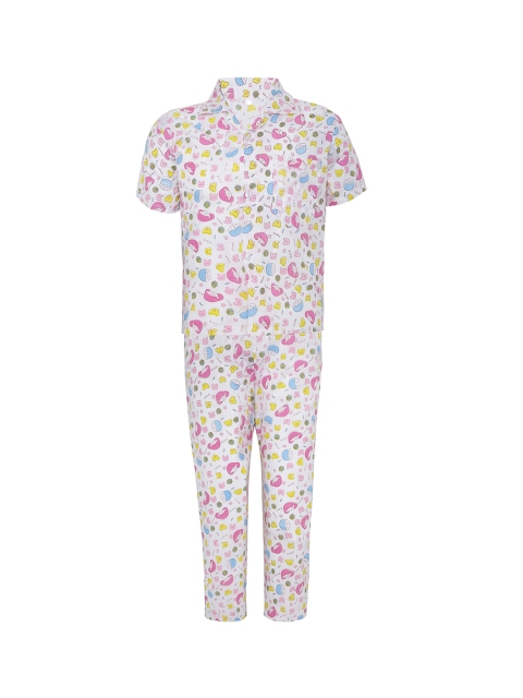 

Punkster Boys Pink & White Printed Night suit 6561A
