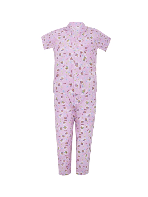 

Punkster Boys Pink Printed Night suit 6559A