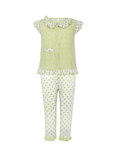 

Punkster Girls Green & White Printed Night suit 13159A
