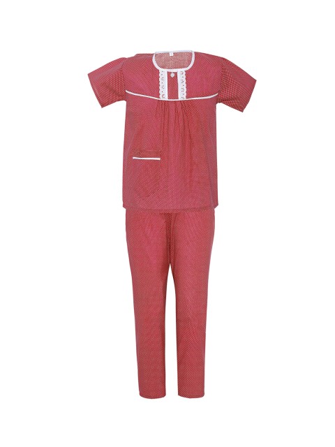 

Punkster Girls Red & White Printed Night suit 13156A