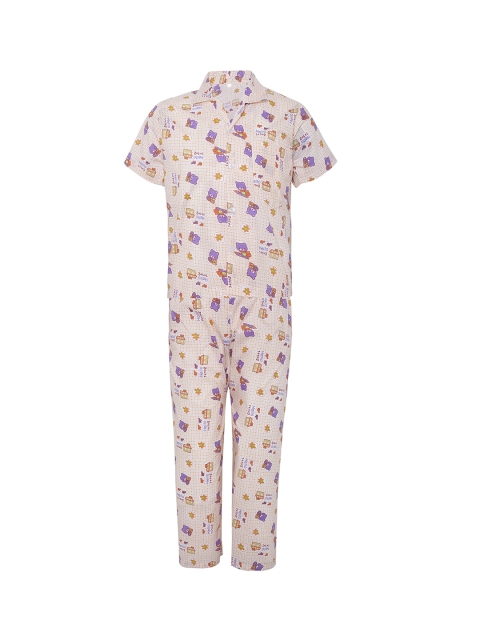 

Punkster Boys Orange & White Printed Night suit 6564B