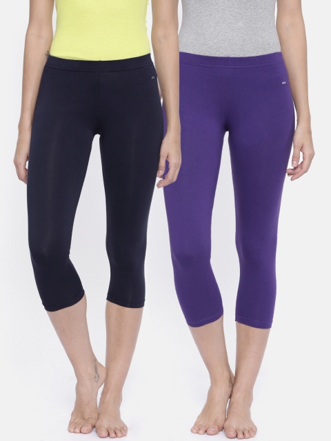 

Bitz Women Pack Of 2 Three-Fourth Length Leggings-ECP001, Black