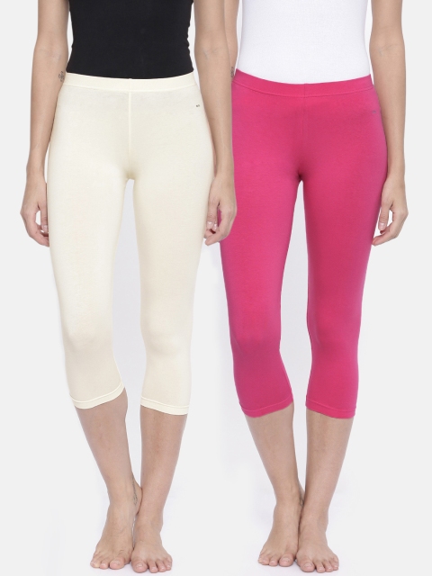 

Bitz Women Pack Of 2 Three-Fourth Length Leggings-ECP001, Magenta