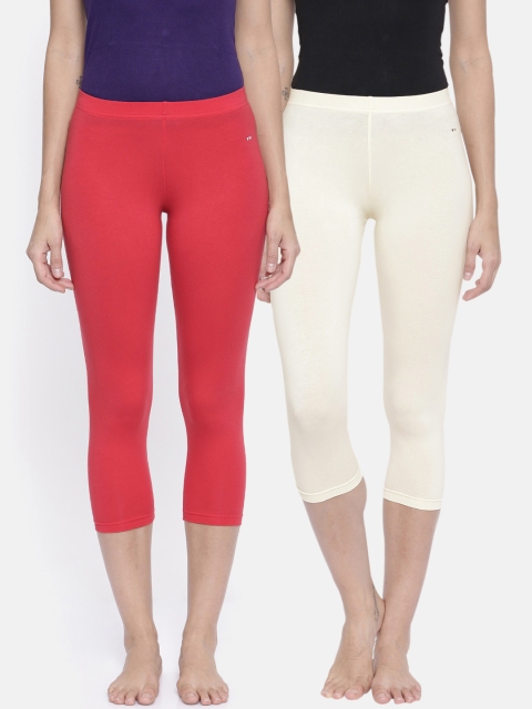 

Bitz Women Pack Of 2 Three-Fourth Length Leggings, Coral