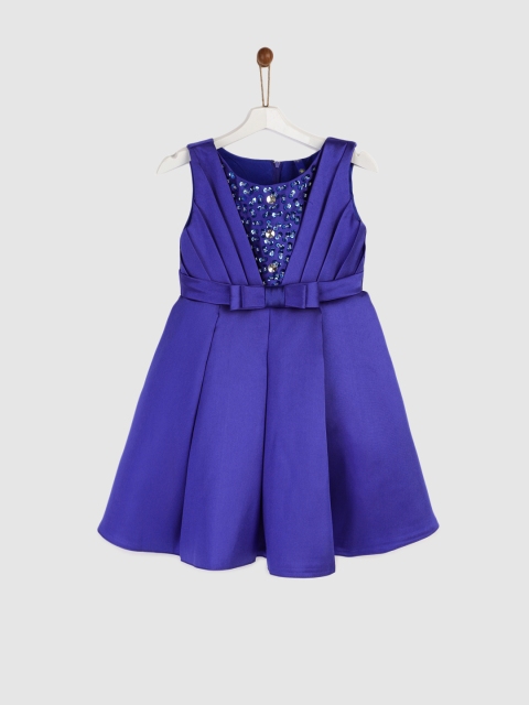 

YK Girls Blue Embellished Fit and Flare Dress