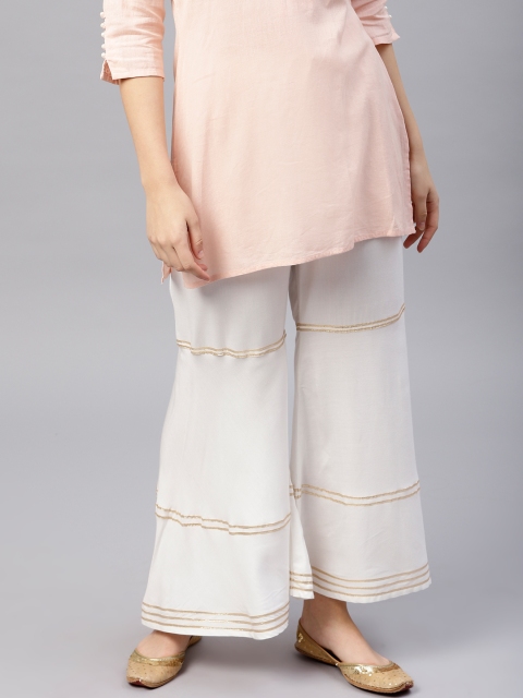 

Tulsattva Women Off-White Striped Sharara