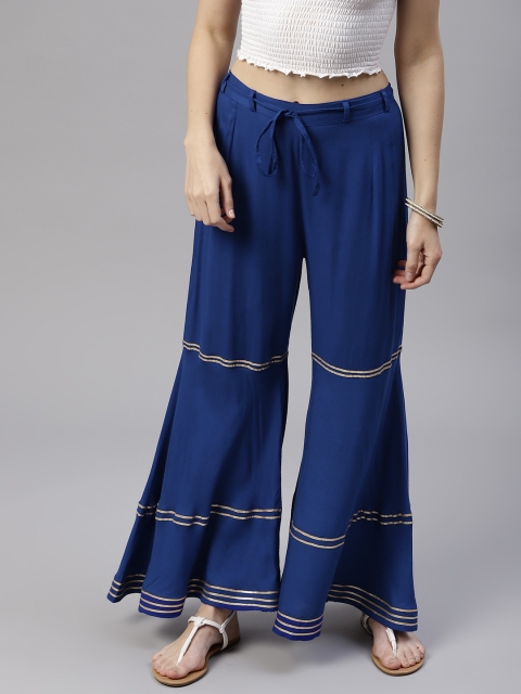 

Tulsattva Women Blue Striped Sharara