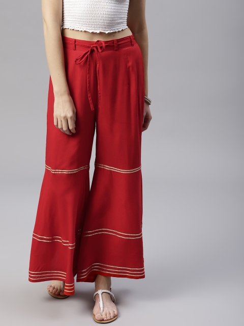 

Tulsattva Women Red Striped Sharara