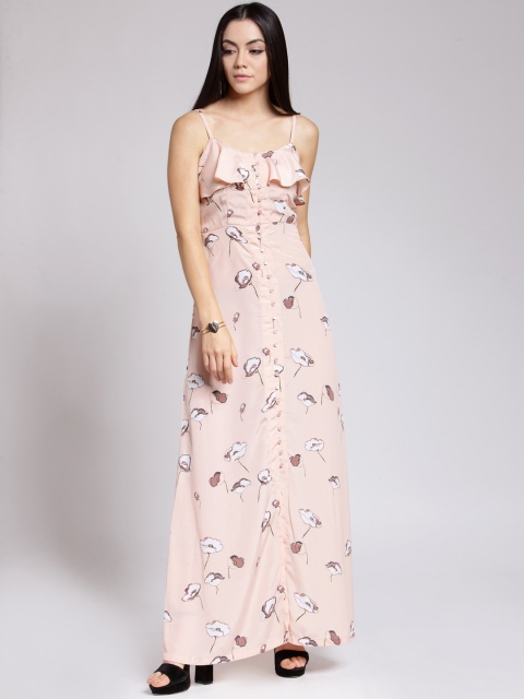 

plusS Women Peach-Coloured Printed Maxi Dress