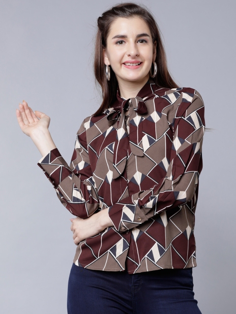 

Tokyo Talkies Women Brown Printed Shirt Style Top