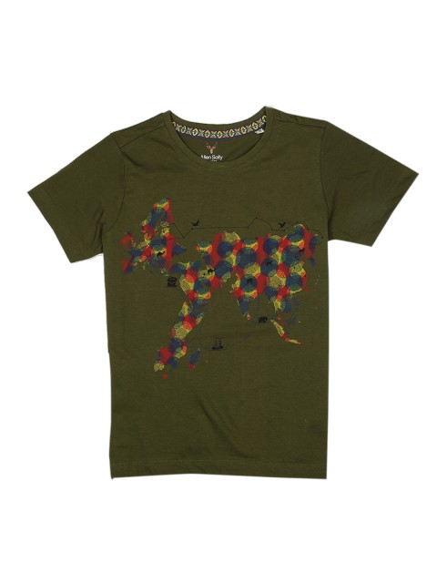 

Allen Solly Junior Boys Green Printed Round Neck T-shirt