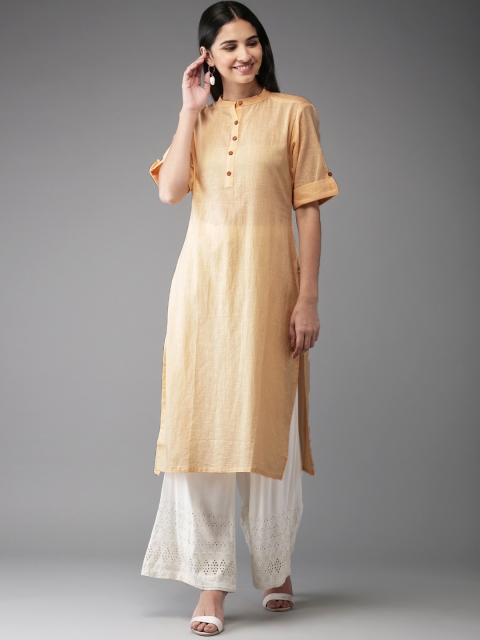 

HERE&NOW Women Beige Solid Straight Kurta