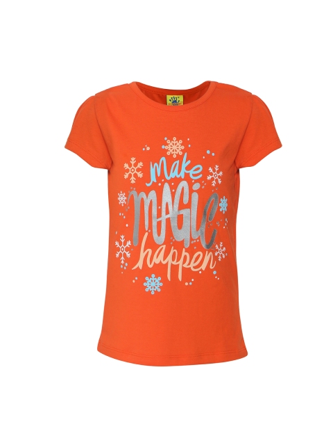 

Punkster Girls Orange Printed Top