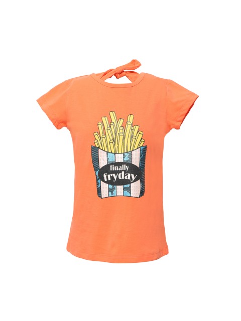 

Punkster Girls Orange Printed Top