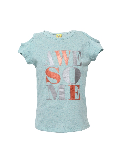 

Punkster Girls Sea Green Printed Top