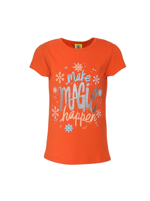 

Punkster Girls Orange Printed Top