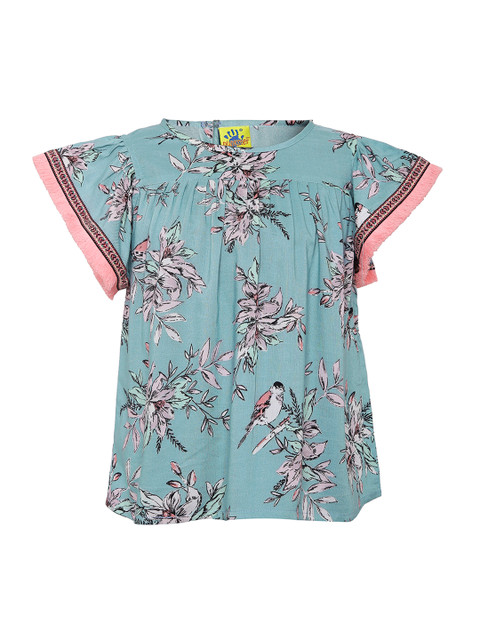 

Punkster Girls Blue Printed A-Line Top
