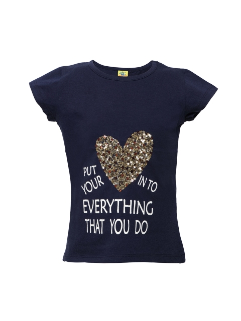 

Punkster Girls Navy Blue Embellished Top