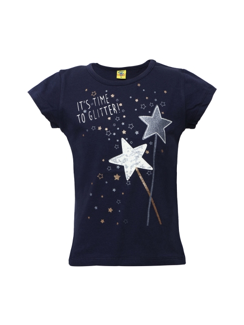 

Punkster Girls Navy Blue Printed Top