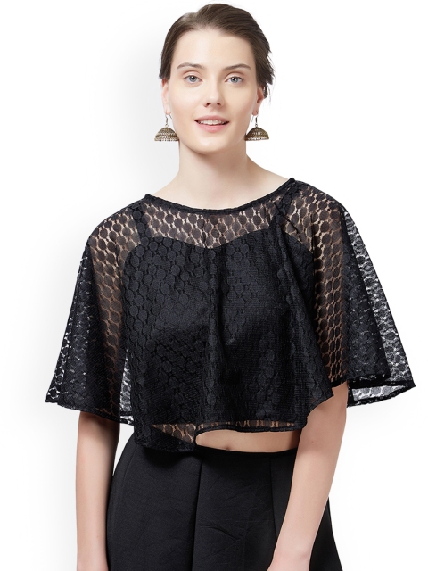 

Mirchi Fashion Black Woven Design Sheer Net Saree Blouse