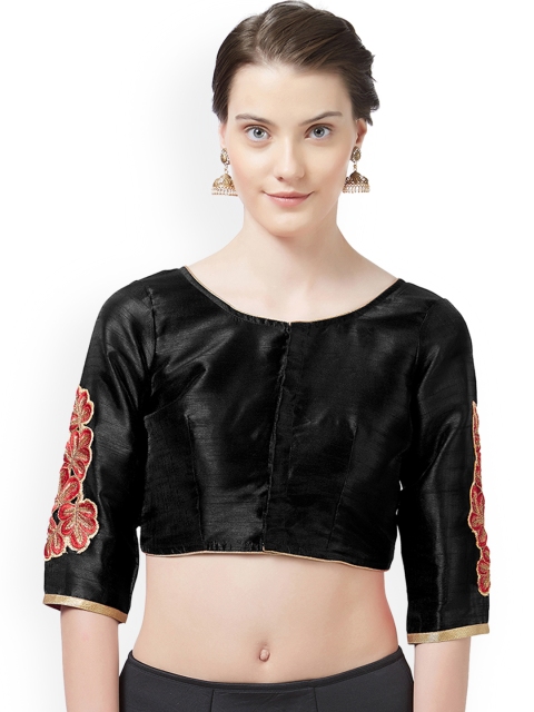 

Mirchi Fashion Black Woven Design Art Silk Embroidered Saree Blouse
