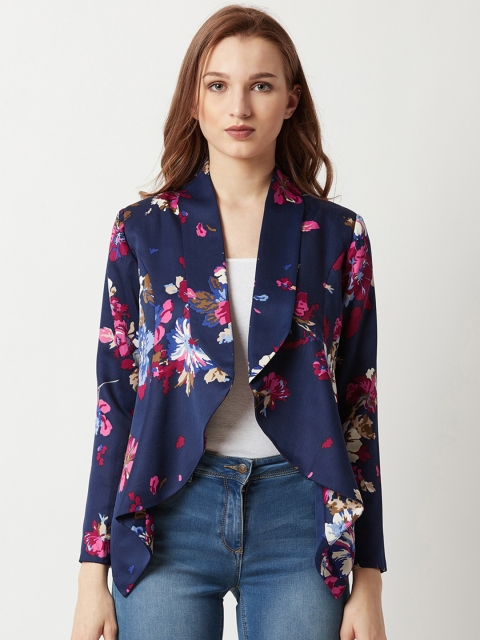 

Miss Chase Women Navy Blue Printed Lightweight Open Front Jacket