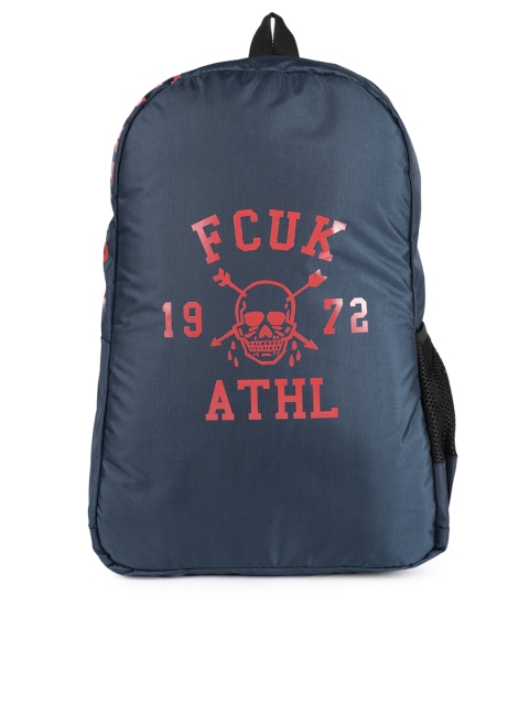 

French Connection Unisex Navy Blue Brand Logo SKULL MCMLXII Backpack