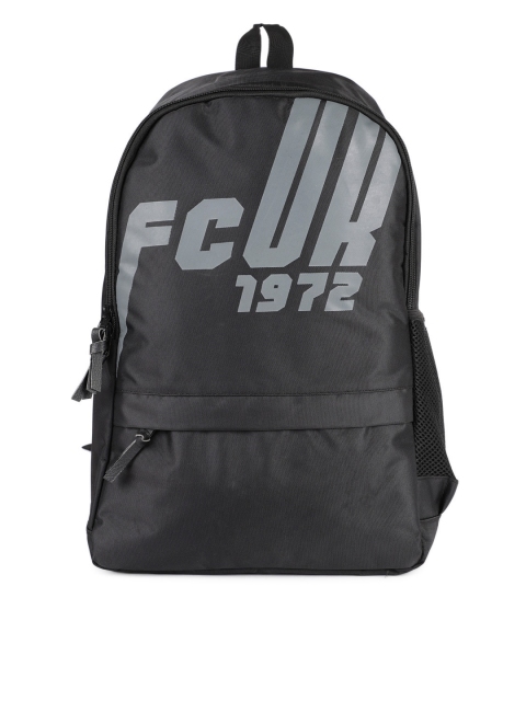 

French Connection Unisex Black Brand Logo Backpack