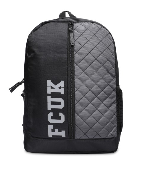 

French Connection Unisex Black & Grey Colourblocked Backpack