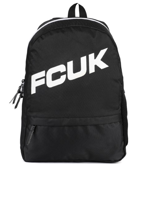 

French Connection Unisex Black Brand Logo MONOCHROME Backpack