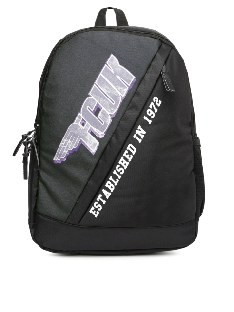 

French Connection Unisex Black Brand Logo Backpack
