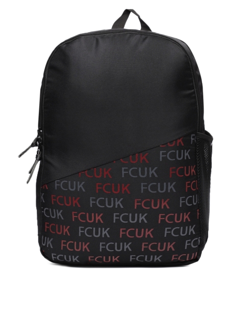 

French Connection Unisex Black Brand Logo Backpack