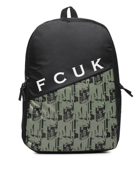 

French Connection Unisex Black & Grey Brand Logo Backpack