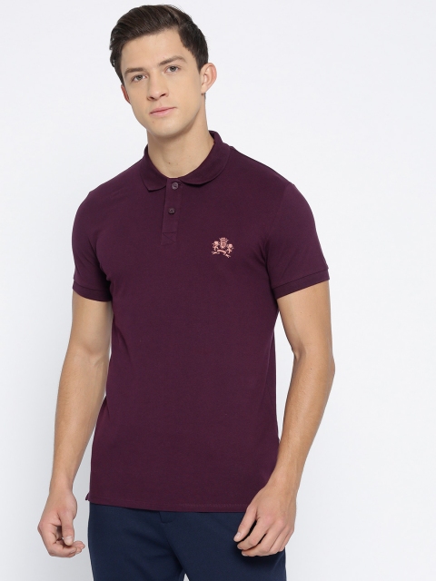 

Jack & Jones Men Purple Polo Collar Slim Fit T-shirt