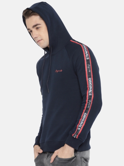 

Jack & Jones Men Navy Blue Solid Hooded Sweatshirt