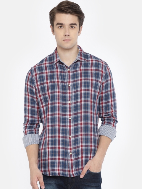 

Jack & Jones Men Blue & Red Slim Fit Checked Casual Shirt