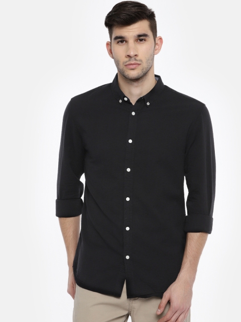 

Jack & Jones Men Black Slim Fit Solid Casual Shirt