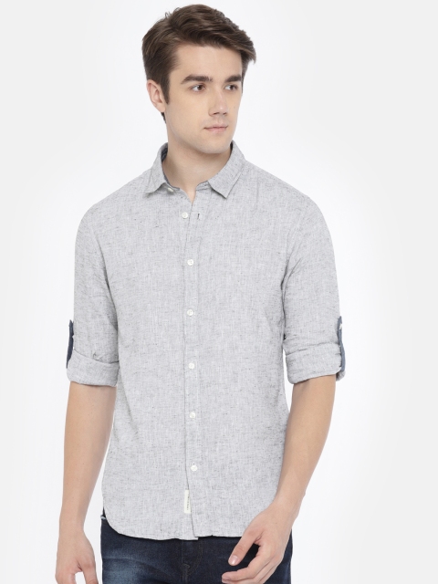 

Jack & Jones Men Grey Slim Fit Solid Casual Shirt