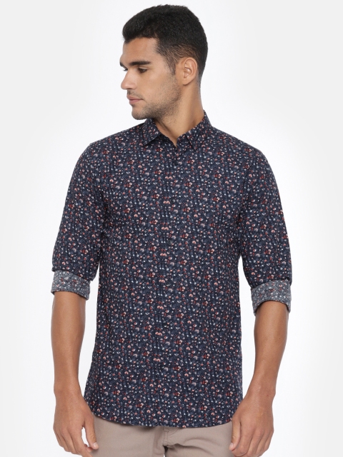 

Jack & Jones Men Navy Slim Fit Printed Casual Shirt, Navy blue