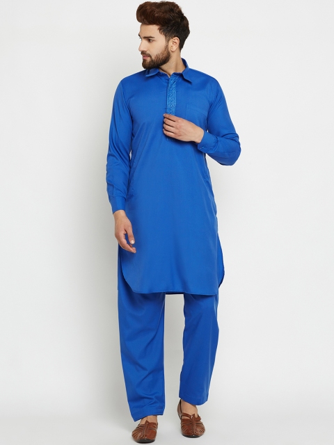 

SOJANYA Men Blue Solid Kurta with Salwar