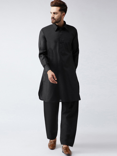 

SOJANYA Men Black & Black Solid Kurta with Salwar