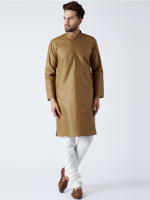 

SOJANYA Men Olive Brown & Off-White Printed Kurta with Churidar