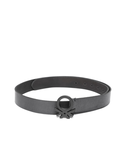 

United Colors of Benetton Men Black Leather Solid Belt
