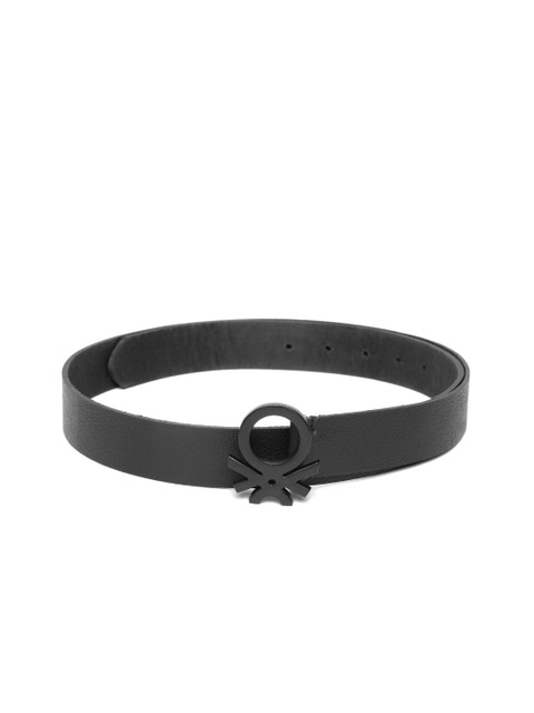 

United Colors of Benetton Men Black Solid Leather Belt