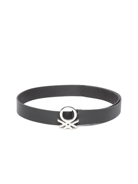 

United Colors of Benetton Men Black Leather Solid Belt