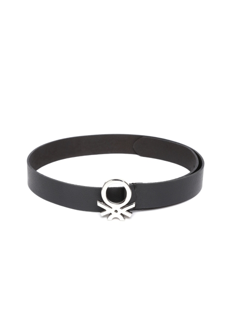 

United Colors of Benetton Men Black Leather Solid Belt