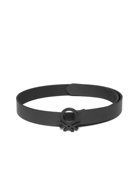 

United Colors of Benetton Men Black Leather Solid Belt